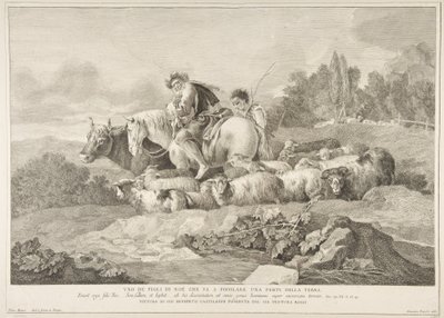 Jeden z Synów Noego, który idzie zaludnić część ziemi Uno de figli di Noè c..., 1743-63. autorstwa Pietro Monaco