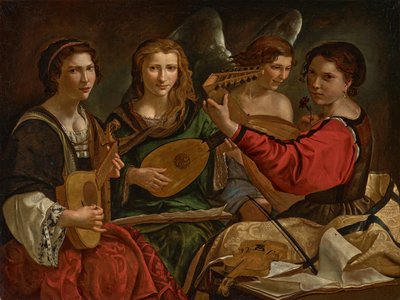 Lutniści i anioł (olej na płótnie) autorstwa Pietro Paolini