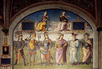 Alegorie męstwa i wstrzemięźliwości z sześcioma antycznymi bohaterami autorstwa Pietro Perugino