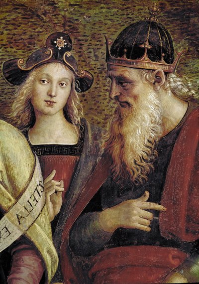 Dawid, fragment Wiecznego Ojca w otoczeniu proroków i Sybilli (fresk autorstwa Pietro Perugino