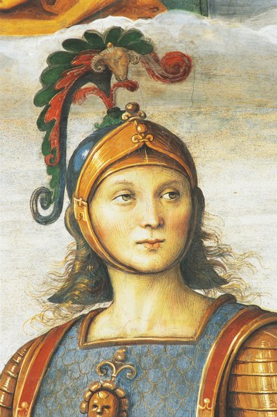 Horace Coclite, autorstwa Perugino (ok. 1450-1523), fresk, Sala Audiencyjna, Collegio del Cambio (Kolegium Zmian), Pałac Przeorów, Perugia, Umbria, Włochy autorstwa Pietro Perugino