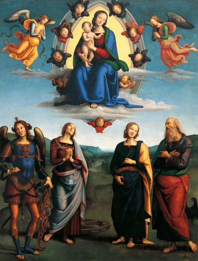 Madonna in Glory, ok. 1500-1501, autorstwa Pietro Perugino (ok. 1450-1523), olej na desce, 330x265 cm. autorstwa Pietro Perugino