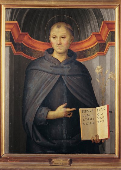 Nicolas de Tolentino (1245-1305) - Święty Mikołaj z Tolentino par Perugino (ok. 1450-1523). Olej na płótnie, format: 79x62, Palazzo Barberini, Rzym autorstwa Pietro Perugino