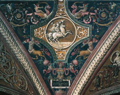 Planety i groteskowe motywy dekoracyjne autorstwa Pietro Perugino