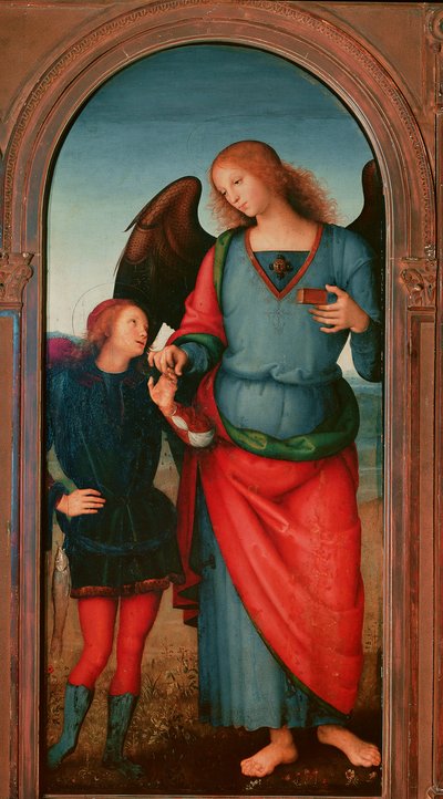 Poliptyk Chartreuse of Pavia: „Tobie i Archanioł Gabriel” Obraz Pietro Vannucci dit il Perugino (The Perugin autorstwa Pietro Perugino