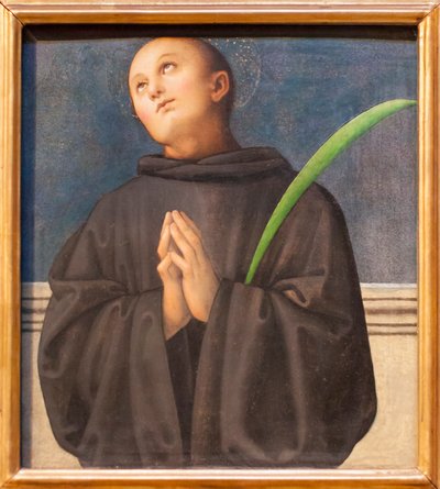 St Placidus (olej na drewnie) autorstwa Pietro Perugino