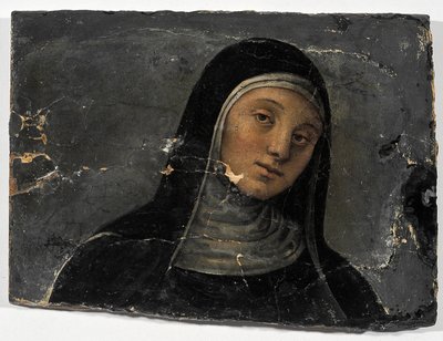St Scholastyka (olej na drewnie (fragment) autorstwa Pietro Perugino