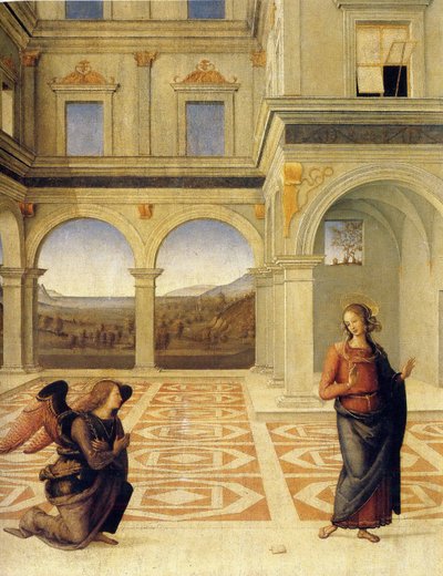 Zwiastowanie, ok. 1498 autorstwa Pietro Perugino