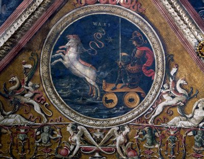 Rydwan Marsa, alegoria, fragment fresku Pan z prorokami i Sybillą autorstwa Pietro Perugino