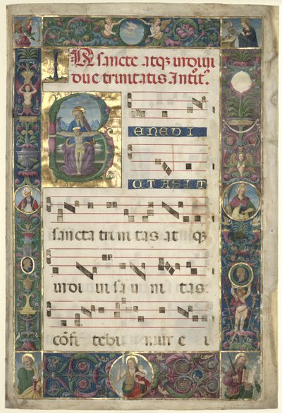Trójca: Liść z Graduału z inicjałem B, c. 1496-1502. autorstwa Pietro Perugino