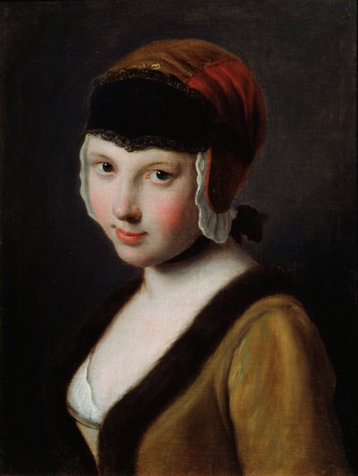 „Dziewczyna w czarnej masce”, połowa XVIII wieku autorstwa Pietro Antonio Rotari