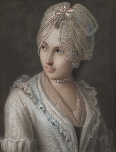 Elegancka młoda dama w koronkowej czapce autorstwa Pietro Antonio Rotari