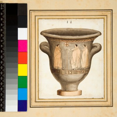 Wazon z czerwonymi figurami (czarna kreda, niektóre z piórem i brązowym atramentem. pokolorowane akwarelą) autorstwa Pietro Santi Bartoli