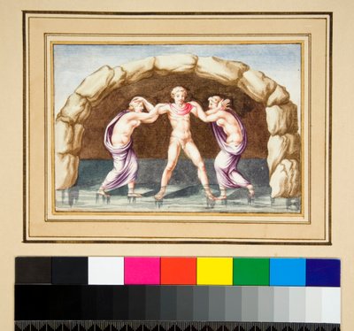 Hylas i nimfy (czarna kreda, niektóre pisakiem i brązowym tuszem. zabarwione akwarelą) autorstwa Pietro Santi Bartoli
