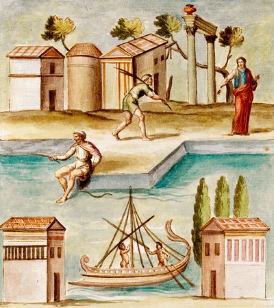 MS Gen 1496 Scena portowa, 1674 autorstwa Pietro Santi Bartoli