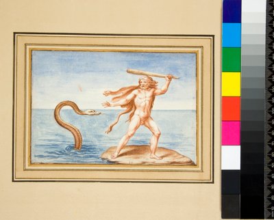 Scena z Wergiliusza Watykańskiego (czarna kreda, niektóre piórem i brązowym atramentem. pokolorowane akwarelą) autorstwa Pietro Santi Bartoli
