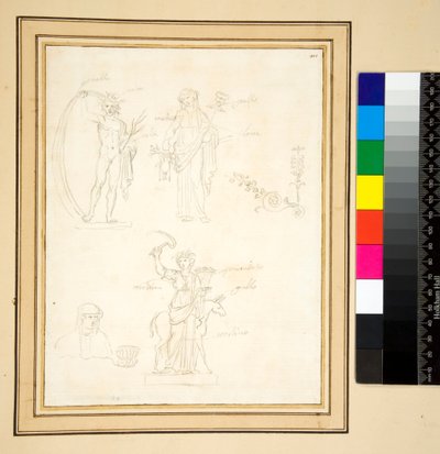 Szkic trzech postaci (ołówek) autorstwa Pietro Santi Bartoli