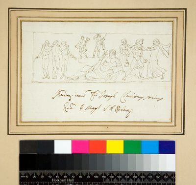 Płaskorzeźba poświęcona sprężynom i nimfom (pióro i atrament) autorstwa Pietro Santi Bartoli