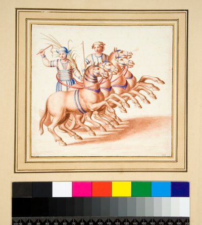Dwóch woźniców (czarna kreda, niektórzy z piórem i brązowym atramentem. pokolorowane akwarelą) autorstwa Pietro Santi Bartoli