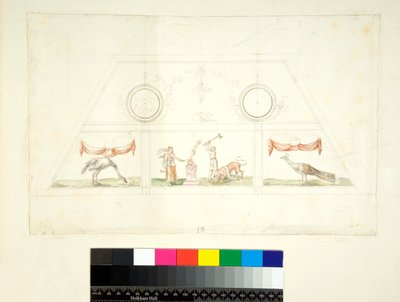 Sklepienie Willi Madama (czarna kreda, niektóre piórem i brązowym tuszem. zabarwione akwarelą) autorstwa Pietro Santi Bartoli