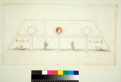 Sklepienie Willi Madama (czarna kreda, niektóre piórem i brązowym tuszem. zabarwione akwarelą) autorstwa Pietro Santi Bartoli