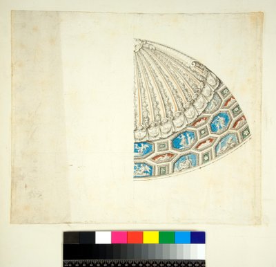 Sklepienie Willi Madama (czarna kreda, niektóre piórem i brązowym tuszem. zabarwione akwarelą) autorstwa Pietro Santi Bartoli