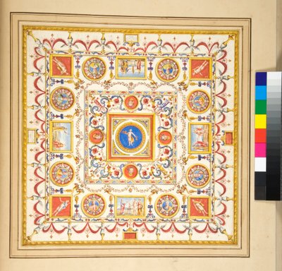Volta del Palazzo di Augusto (czarna kreda, niektóre piórem i brązowym tuszem. zabarwione akwarelą) autorstwa Pietro Santi Bartoli