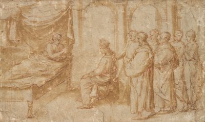 Salomon na łożu śmierci króla Dawida autorstwa Pietro Santo Bartoli
