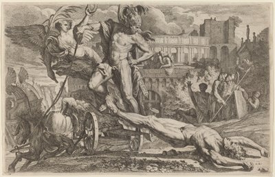 Achilles ciągnący ciało Hektora autorstwa Pietro Testa