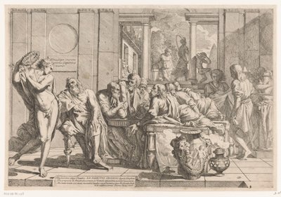 Alcybiades przerywa rozmowę Sokratesa z przyjaciółmi autorstwa Pietro Testa