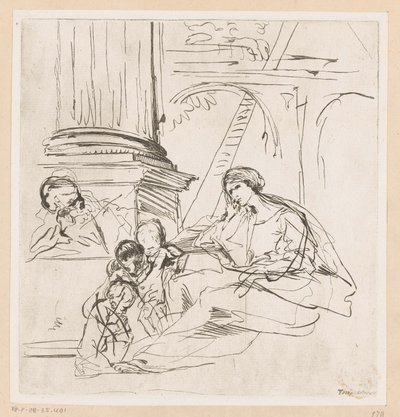 Święta Rodzina z dwójką dzieci autorstwa Pietro Testa