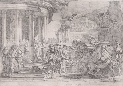 Sinorix wyniesiony ze świątyni Artemidy próbujący uciec przed skutkami trucizny..., ca. 1640. autorstwa Pietro Testa