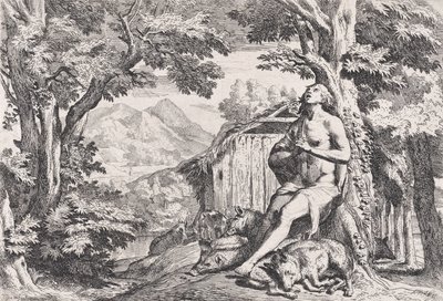 Syn marnotrawny wśród świń, z serii czterech rycin, 1645. autorstwa Pietro Testa