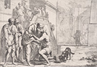 Powrót syna marnotrawnego, ojca obejmującego syna, z serii..., ca. 1645. autorstwa Pietro Testa