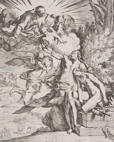 Ofiara Izaaka przez jego ojca Abrahama, ca. 1640-42. autorstwa Pietro Testa