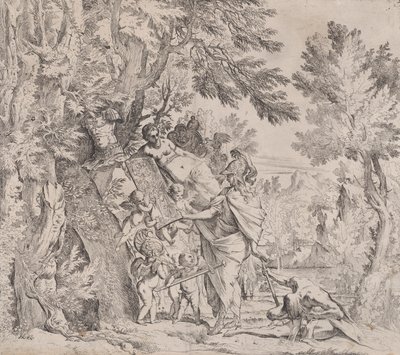 Wenus wręcza broń Eneaszowi 1638-40. autorstwa Pietro Testa