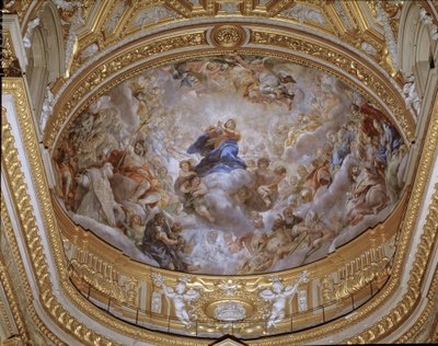 Fresk Wniebowzięcia NMP autorstwa Pietro da Cortony (Piotra z Cortony) (1596-1669) 1652 Rzym, kościół Santa Maria in Vallicella Włochy autorstwa Pietro da Cortona