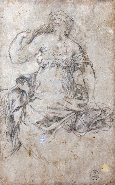Postać kobieca, fresk Studium epoki srebra autorstwa Pietro da Cortona