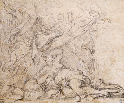 Wenus, studium na Triumf Opatrzności Bożej, fresk na sklepieniu w sali Palazzo Barberini, Rzym autorstwa Pietro da Cortona