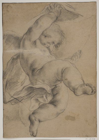 Latające putto podnoszące zasłonę autorstwa Pietro da Cortona