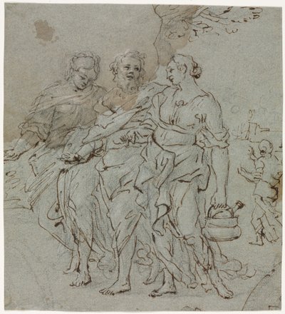 Lot i jego córki recto Szkic do Lota i jego córek wers, XVII wiek. autorstwa Pietro da Cortona