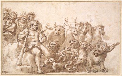 PD.10-1922 Alegoria Prac Herkulesa (pióro, tusz i wash) autorstwa Pietro da Cortona