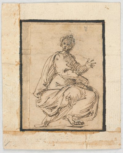 Strona ze szkicownika: Figura alegoryczna autorstwa Pietro da Cortona