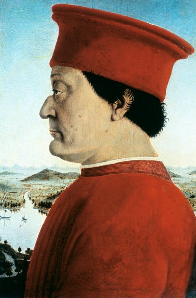 „Portret Federico da Montefeltro, księcia Urbino”, c1465 autorstwa Pietro della Francesca