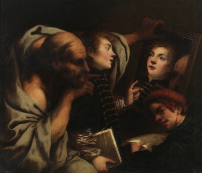 Sokrates i dwóch studentów autorstwa Pietro della Vecchia