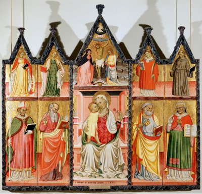 Madonna z Dzieciątkiem i świętymi poliptyk, dziesięć oddzielnych paneli, 1440 autorstwa Pietro di Giovanni Lianori