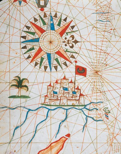 Aleksandria, Egipt, z portolańskiego atlasu składającego się z sześciu map, autorstwa Placido Caloiro i Francesco Oliva, Pergamin. 1646. autorstwa Placido Caloiro e Oliva