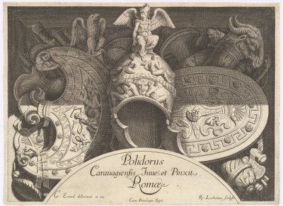 Trofea nurków Trofea broni po fasadzie Palazzo Milesi w Rzymie, 1651 autorstwa Polidoro da Caravaggio