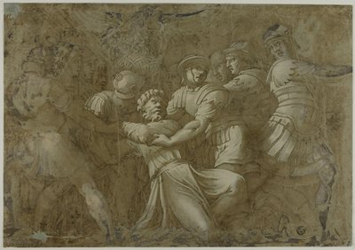 Rzymscy żołnierze aresztują św. Piotra (?) autorstwa Polidoro da Caravaggio