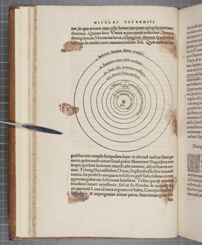 Fol 9 verso, „O obrotach świata niebieskiego”, Mikołaj Kopernik (rycina) autorstwa Polish School